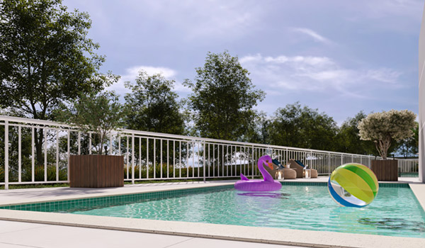 Perspectiva artística da piscina infantil