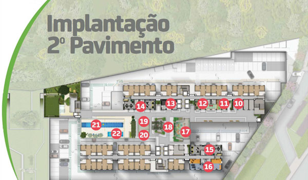 Perspectiva ilustrada implantação segundo pavimento